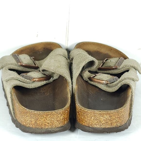 BIRKENSTOCK Women's Arizona US8 EU39 Taupe Suede SoftFB Slide Sandals - Picture 11 of 16